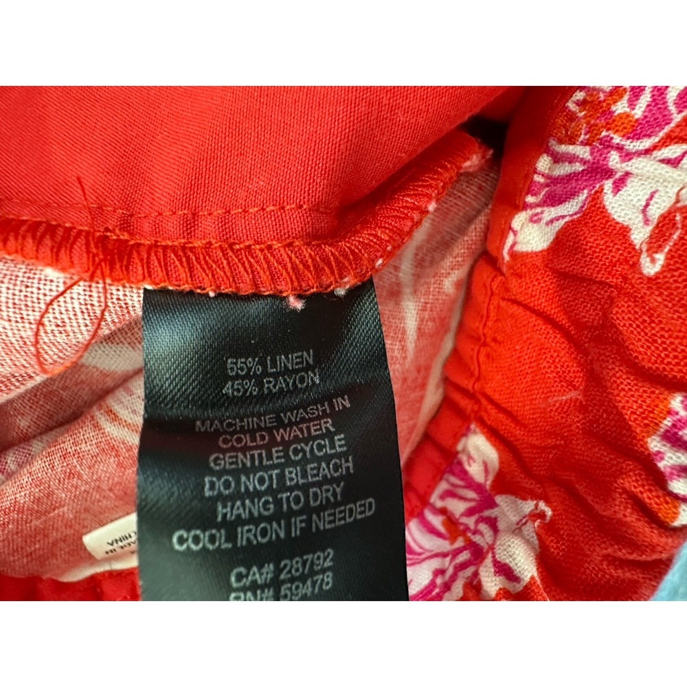 Joie Red Orange Linen Blend Shorts Tropical Floral Sz: 2 City Chic Summer - Picture 4 of 5